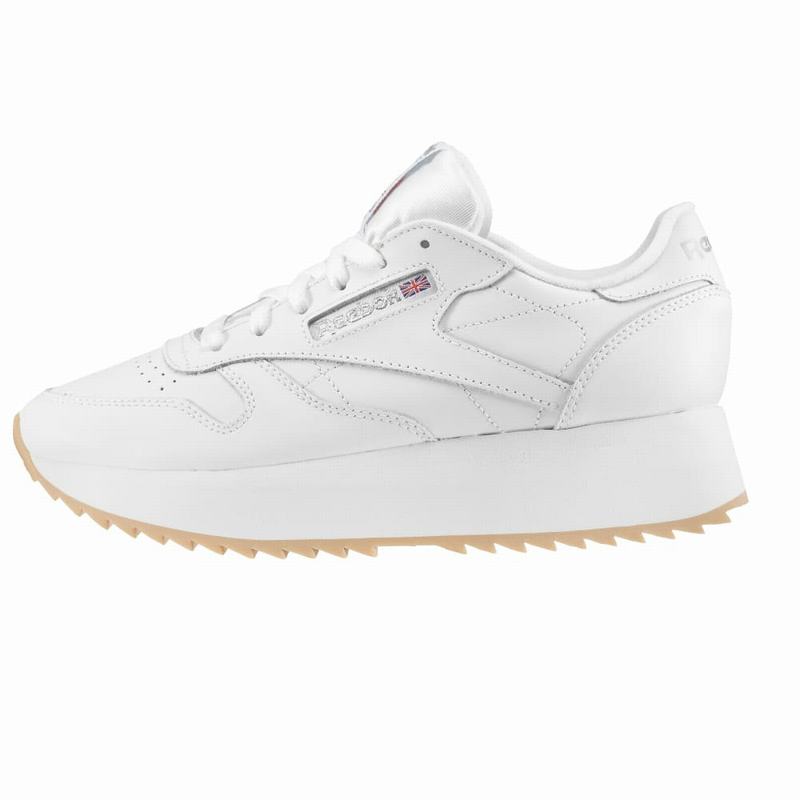 Tenisi Reebok Classic Leather Double Dama Albi/Argintii Romania YM6680HW